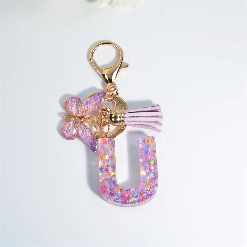 🔥Butterfly Letter Keychain Tassel Design Vibrant Durable Lightweight Gift